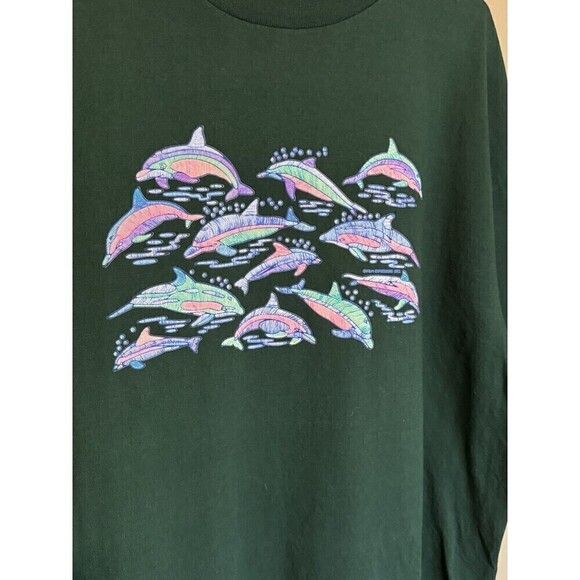 Steve & Barrys XL Tee Embroidered Dolphins Graphic Crewneck Short Sleeve T Shirt - Picture 3 of 7